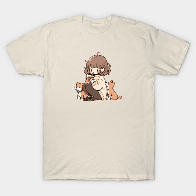 Cute dog mom with her dogs T-Shirt by JP